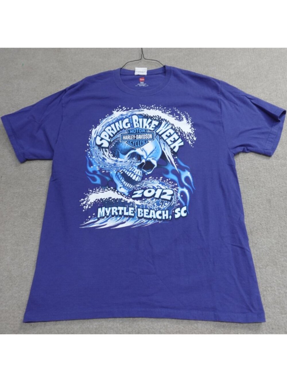 Harley Davidson Shirt Large Blue Bike Week 2021 Myrtle Beach Double Sided